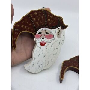 Wood Hand Made Painted Christmas Santa Claus Head(1)